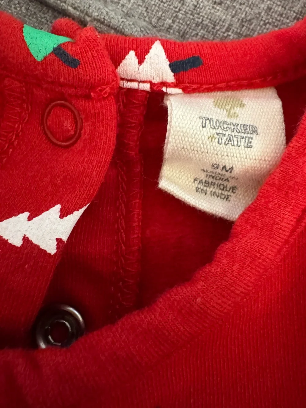 Tucker & Tate Red Holiday Baby sweatshirt Dress with Christmas Tree Print